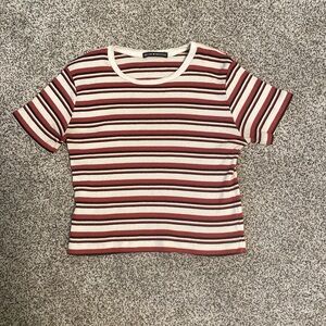 Brandy Melville Red, White, Black striped shirt